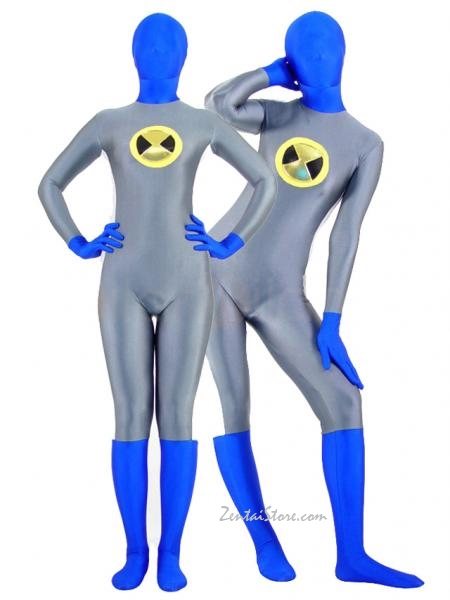 Gray with Blue Lycra Spandex Unisex Superhero Costumes Zentai Suit Holiday Costume