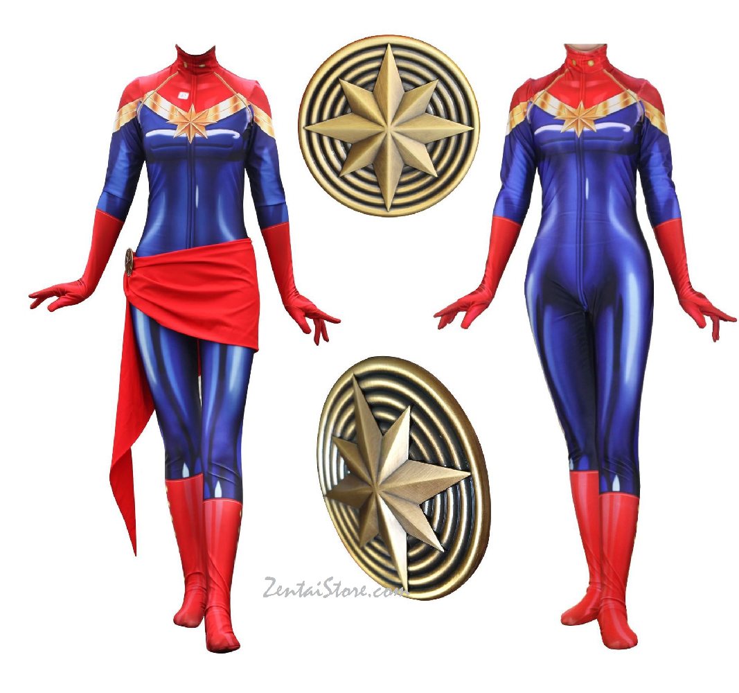 Captain Marvel Cosplay Zentai Suit Zentai Costumes Skin Suits