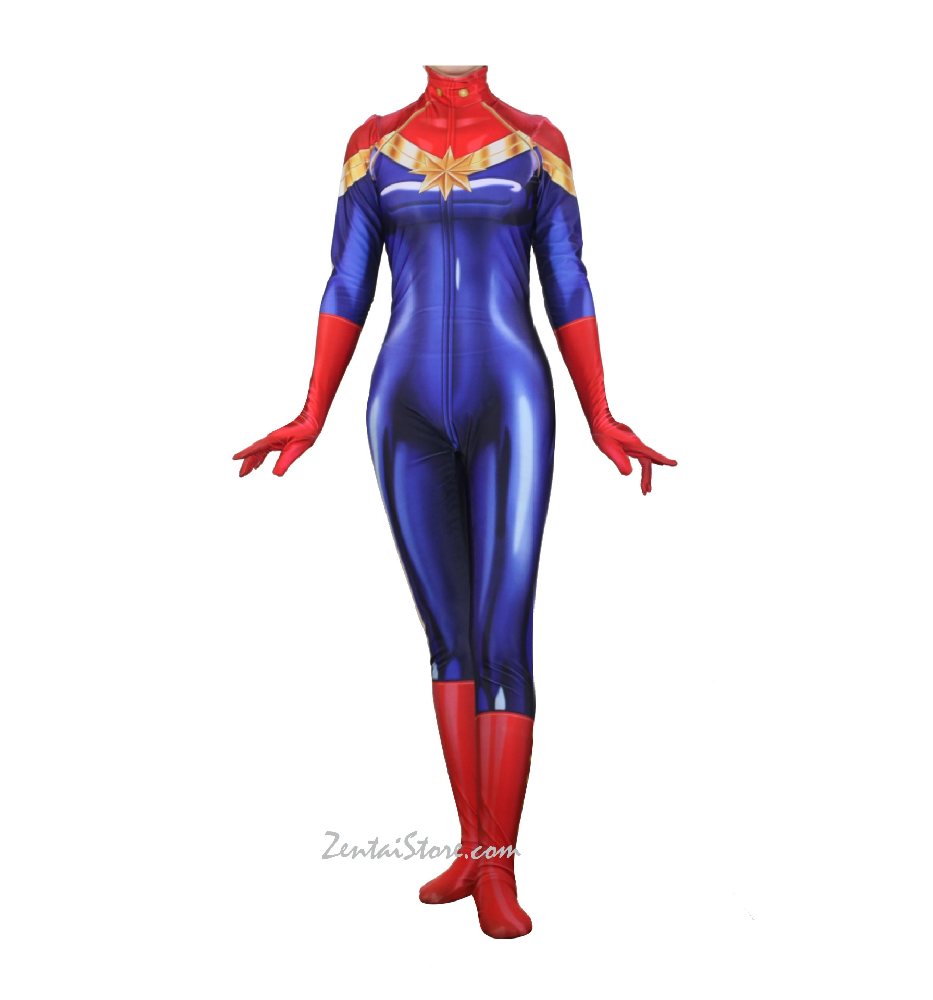 Captain Marvel Cosplay Zentai Suit Zentai Costumes Skin Suits