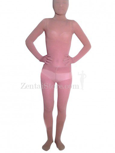 Flesh Transparent Velour Unisex Zentai Suit