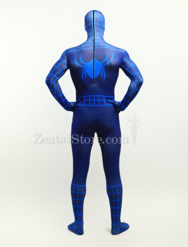 Deep Blue Spiderman Super Hero Halloween Full Body Spandex Holiday Unisex Lycra Morph Zentai Suit