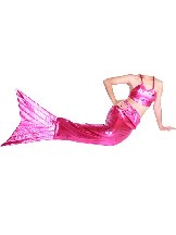 Supply Rose Red Tail Mermaid Shiny Metallic Animal Costumes Skin Suits
