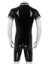 Supply Shaping Skinsuit Latex Look Wet Look Casual Coat Male Shiny Metallic Mens PVC Bodysuit