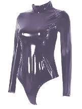 Women Skin Suits PVC Bodycon Bodysuit Long Sleeve Wetlook Zipper Jumpsuit Zentai Bodysuit