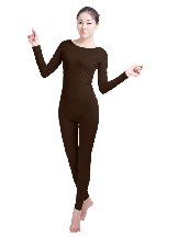 Women Round Neckline Fitness Wear Sports Tights Dance Wear Lycra Spandex Zentai Second-skin Suits