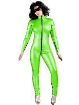 Long Sleeve Jumpsuit High Waist Elastic Wet Look Wet Look Fetish PVC Zip Front Zentai Cosplay Costumes Skin Suits