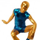 Supply Blue And Gold Shiny Metallic Zentai Suit