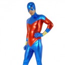 Supply Suitable Blue And Red Shiny Metallic Unisex Zentai Suit