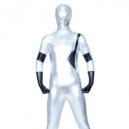 Supply White And Black Shiny Metallic Unisex Zentai Suit