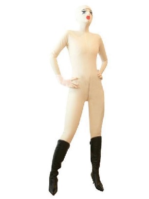 Cream Color Baby Face Full Body Skin Tights Latex Catsuit