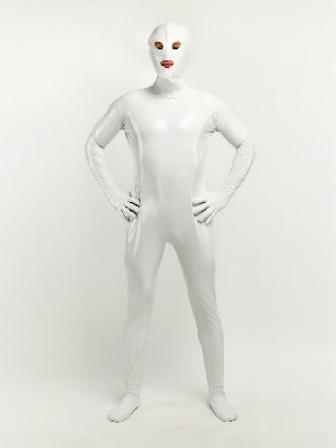 Halloween Costumes Skin Suits Open Mouth Open Eyes White Unisex Wet Look Fetish PVC Catsuit