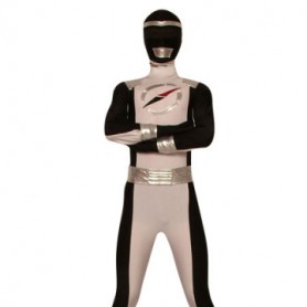 Black And White Lycra Spandex Super Hero Costume
