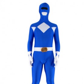 Blue with White Lycra Spandex Super Hero Unisex  Zentai Suit
