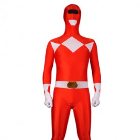 Red with White Lycra Spandex Super Hero Zentai Suit