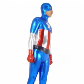 Captain America Shiny Metallic Zentai Suit