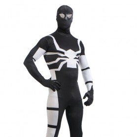 Black and White Spiderman Super Hero Halloween Full Body Spandex Holiday Unisex Lycra Morph Zentai Suit