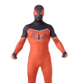 Orange and Black Spiderman Super Hero Halloween Full Body Spandex Holiday Unisex Lycra Morph Zentai Suit