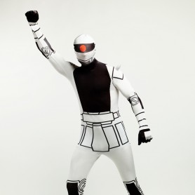 Black and White Robot Halloween Full Body Spandex Holiday Unisex Lycra Morph Zentai Suit