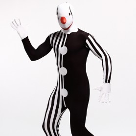 Black and White Strip Clown Full Body Halloween Spandex Holiday Unisex Cosplay Zentai Suit
