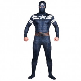 Deep Blue Captain America Full Body Halloween Spandex Holiday Unisex Cosplay Zentai Suit