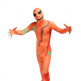 Orange Pumpkin Human Anatomy Full Body Halloween Spandex Holiday Unisex Cosplay Zentai Suit