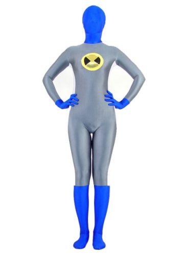 Gray with Blue Lycra Spandex Unisex Superhero Costumes Zentai Suit Holiday Costume