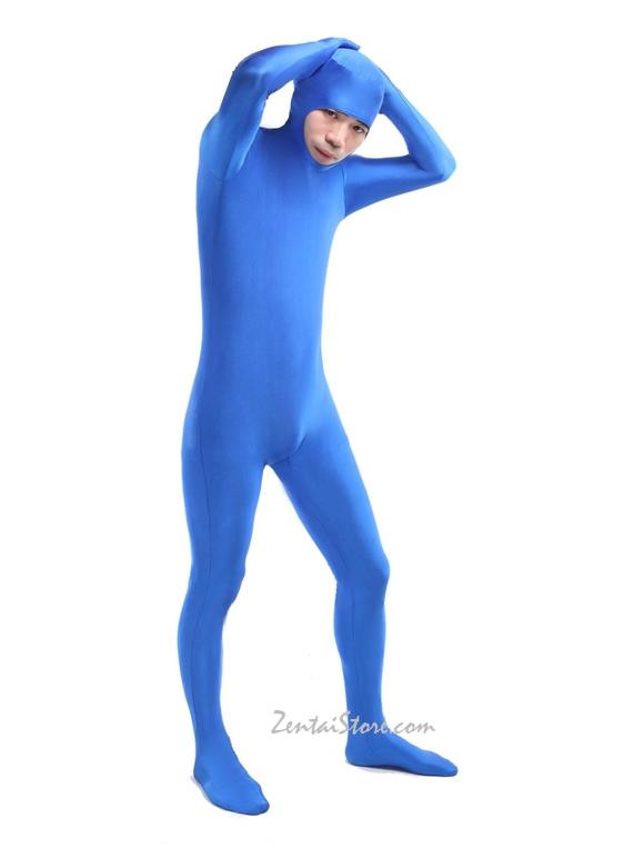 Halloween Men Costumes Skin Suits Blue Face Opened Lycra Spandex
