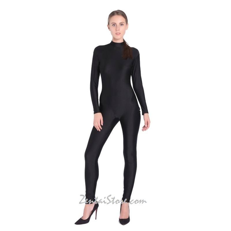 Solid Color Women Costumes Skin Suits High Collar Back Zipper Full Body Lycra Spandex Zentai Suit