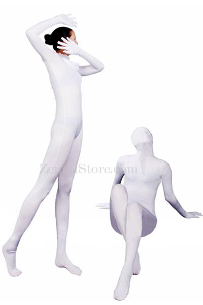 Superior Unicolor Full Body White Lycra Spandex Unisex Zentai Suit