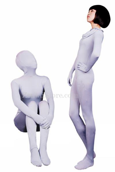 Unicolor Full Body Light Grey Lycra Spandex Unisex Zentai Suit