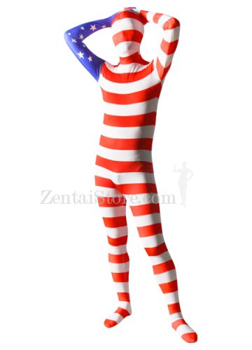 Pattern of American Flag Unisex Lycra Zentai Suit
