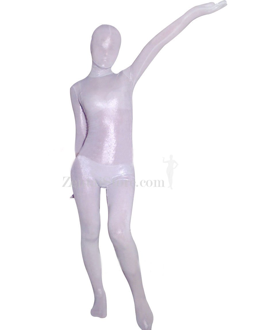 White Transparent Velvet Unisex Zentai Suit