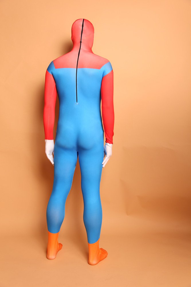 Red and Blue Big Beard Full Body Halloween Spandex Holiday Unisex Cosplay Zentai Suit